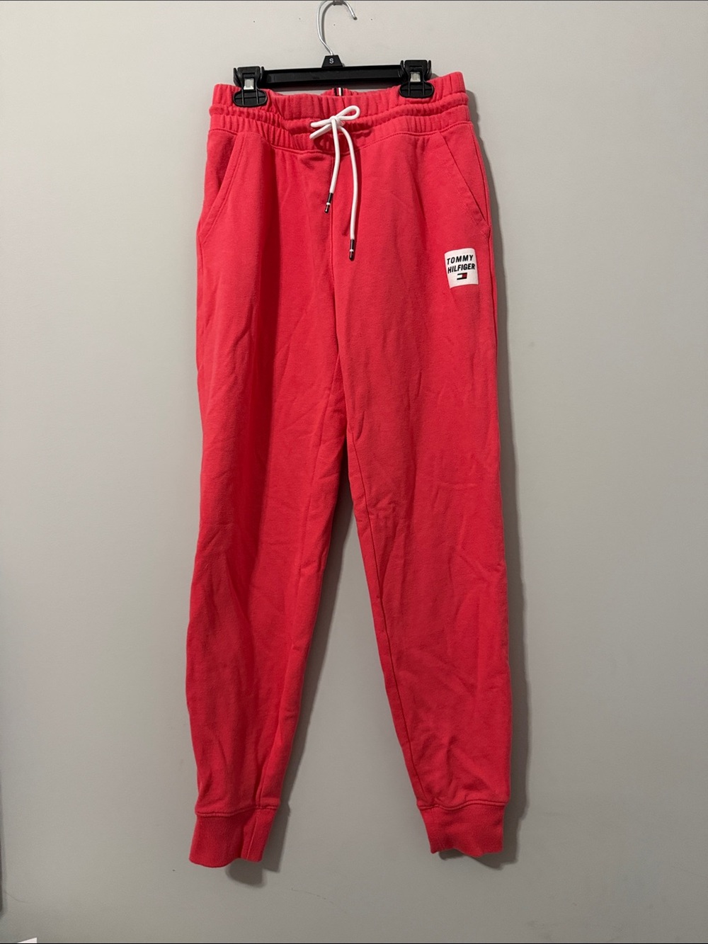 Tommy Hilfiger Coral-Red Drawstring Joggers-Size XSmall